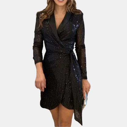 Nancy | Women's Elegant Wrap Sequin Dress | Mini