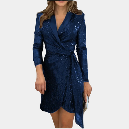 Nancy | Women's Elegant Wrap Sequin Dress | Mini