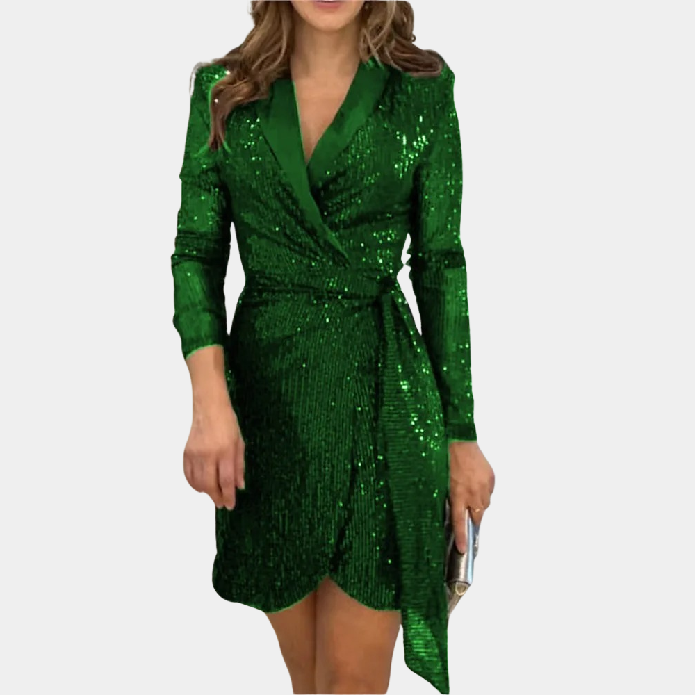 Nancy | Women's Elegant Wrap Sequin Dress | Mini