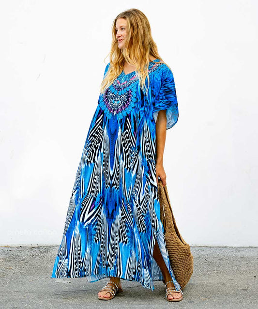 Olivia | Women's Boho Print Flowy Maxi Dress | Maxi