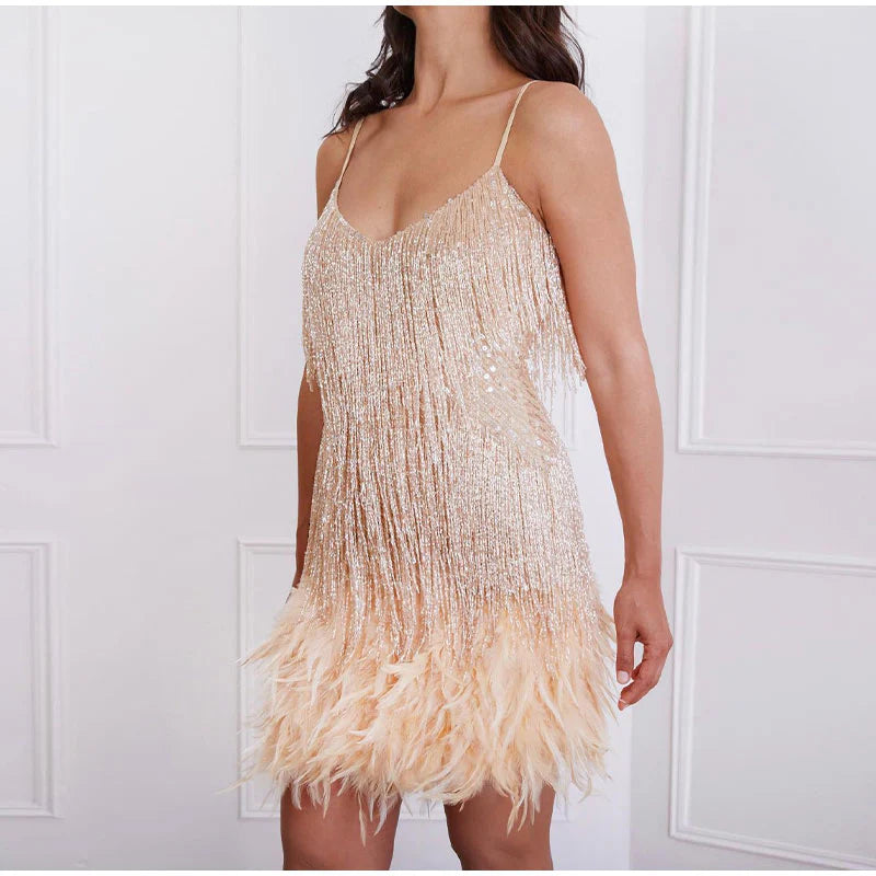 Stella | Women's Sparkly Fringe Cocktail Dress | Mini