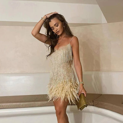 Stella | Women's Sparkly Fringe Cocktail Dress | Mini