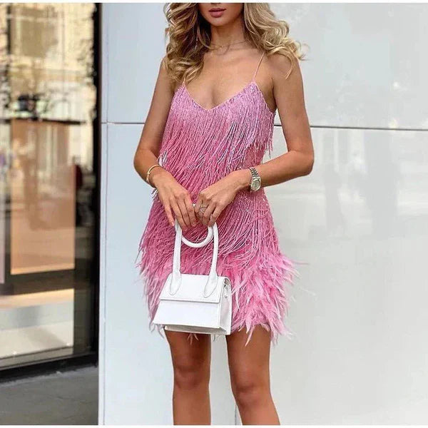 Stella | Women's Sparkly Fringe Cocktail Dress | Mini